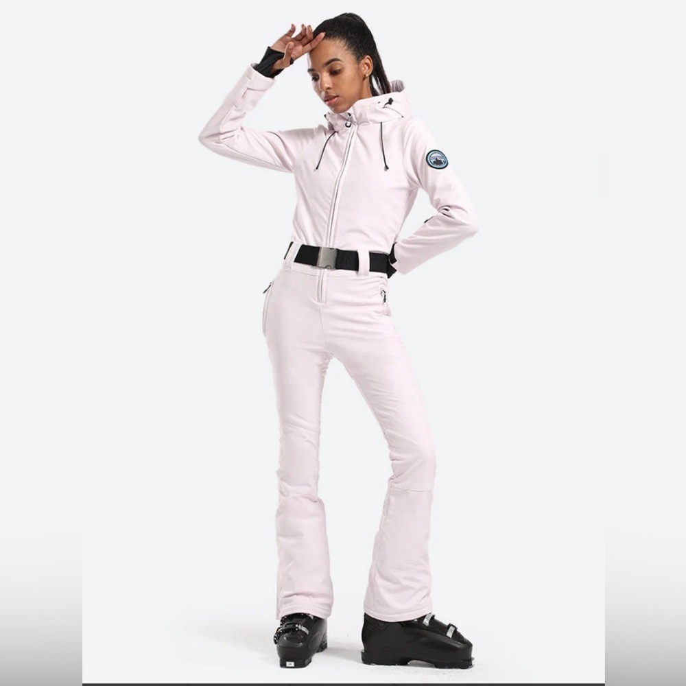 Gsou Snow Women's Classic One Piece Ski Suit With Hood Water/Windproof, L Pink